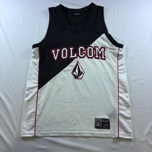 Volcom Jersey Mens Large Black White Mesh Basketball Tank Top VTG Y2K Surf Skate